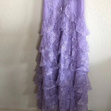 Vintage Lilac A-Line Lace Tiered Prom Dress Party Dress Evening Dress HZ1024