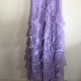 Vintage Lilac A-Line Lace Tiered Prom Dress Party Dress Evening Dress HZ1024