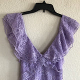 Vintage Lilac A-Line Lace Tiered Prom Dress Party Dress Evening Dress HZ1024