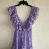 Vintage Lilac A-Line Lace Tiered Prom Dress Party Dress Evening Dress HZ1024