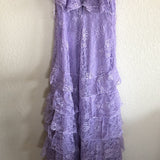 Vintage Lilac A-Line Lace Tiered Prom Dress Party Dress Evening Dress HZ1024