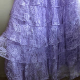 Vintage Lilac A-Line Lace Tiered Prom Dress Party Dress Evening Dress HZ1024