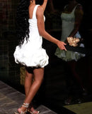 Retro Satin Square-neck Bodycon Ruffle Design Party Dress Homecoming Dress HZ1024