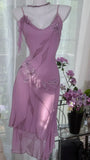 Gorgeous Rose Pink Applique Spaghetti Strap Chiffon Prom Dress Evening Dress HZ1024