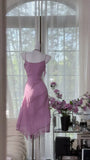 Gorgeous Rose Pink Applique Spaghetti Strap Chiffon Prom Dress Evening Dress HZ1024