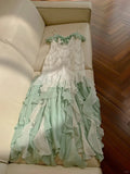 Gorgeous Shiny Beaded Spaghetti Strap Ruffles Chiffon Mermaid Prom Dress Evening Dress HZ1024