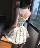 Vintage Polka Dot A-Line Lace-up Short Party Dress Cocktail Dress Homecoming Dress HZ1024