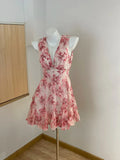 Cute Pink Floral Backless Design A-line Party Dress Homecoming Dress HZ1024