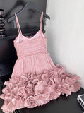 Cute Pink Spaghetti Strap Ruffle Design A-Line Homecoming Dress Party Dress Prom Dresses HZ1024