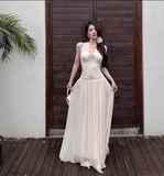 New French Summer Beach Holiday Sexy Mesh V-neck Dress HZ1024