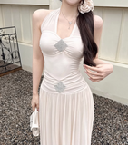 New French Summer Beach Holiday Sexy Mesh V-neck Dress HZ1024