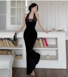 New Simple Red Halter Dress Elegant Party Evening Dress HZ1024