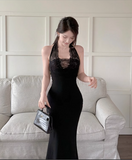 New Simple Red Halter Dress Elegant Party Evening Dress HZ1024