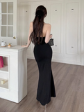 New Simple Red Halter Dress Elegant Party Evening Dress HZ1024