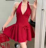 New French Black Sexy Elegant Halter Dress HZ1024