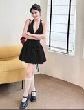 New French Black Sexy Elegant Halter Dress HZ1024