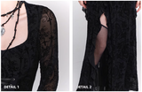 New Gothic Style Fashion Bell Sleeve Design Sense Long-sleeved Split Dress HZ1024