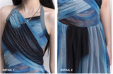 New Fashion Party Blue Chiffon Halter Dress HZ1024