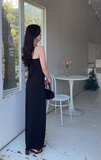Elegant Fashion Black Sleeveless Spaghetti Strap Dress HZ1024