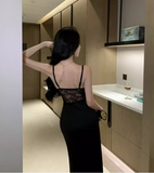 New Sexy Black Sleeveless Lace Spaghetti Strap Dress HZ1024