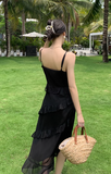 New Fashion Elegant Ruffled Dress Design Spaghetti Strap Dress HZ1024