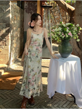 New Stylish Elegant Floral Design Spaghetti Strap Dress HZ1024