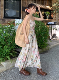 New Stylish Elegant Floral Design Spaghetti Strap Dress HZ1024