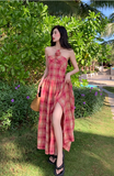 New Fashion Design Beach Casual Split Spaghetti Strap Dress HZ1024