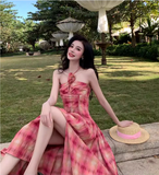 New Fashion Design Beach Casual Split Spaghetti Strap Dress HZ1024