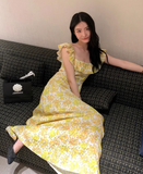 New Fashion Ruffled Design Elegant Casual Floral Dress HZ1024