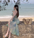 New Fashion Butterfly Design Short Sleeve Casual Spaghetti Strap Dress HZ1024