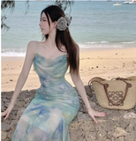 New Fashion Butterfly Design Short Sleeve Casual Spaghetti Strap Dress HZ1024