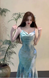 New Stylish Floral Design Elegant Casual Spaghetti Strap Dress HZ1024