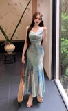 New Stylish Floral Design Elegant Casual Spaghetti Strap Dress HZ1024