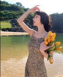 New Stylish Leopard Design A-Line Spaghetti Strap Dress HZ1024