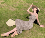 New Stylish Leopard Design A-Line Spaghetti Strap Dress HZ1024