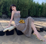 New Stylish Leopard Design A-Line Spaghetti Strap Dress HZ1024