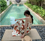 New Fashion Floral Design A-Line Spaghetti Strap Dress HZ1024