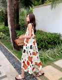 New Fashion Floral Design A-Line Spaghetti Strap Dress HZ1024