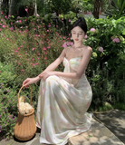 New Fashion Sexy Floral Design A-Line Beach Holiday Spaghetti Strap Dress HZ1024