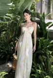 New Fashion Sexy Floral Design A-Line Beach Holiday Spaghetti Strap Dress HZ1024