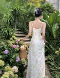 New Fashion Sexy Floral Design A-Line Beach Holiday Spaghetti Strap Dress HZ1024