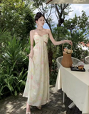 New Fashion Sexy Floral Design A-Line Beach Holiday Spaghetti Strap Dress HZ1024