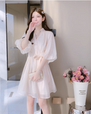 New Simple Fashion Puff Sleeves Design A-Line Dress HZ1024