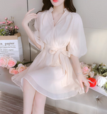 New Simple Fashion Puff Sleeves Design A-Line Dress HZ1024