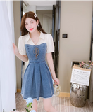 New Simple Fashion Short Sleeves Design A-Line Denim Dress HZ1024
