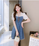 New Simple Fashion Short Sleeves Design A-Line Denim Dress HZ1024