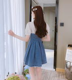 New Simple Fashion Short Sleeves Design A-Line Denim Dress HZ1024