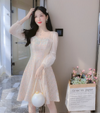 New Fashion Long Sleeves Chiffon Design A-Line Dress HZ1024