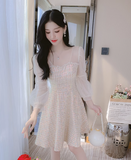 New Fashion Long Sleeves Chiffon Design A-Line Dress HZ1024